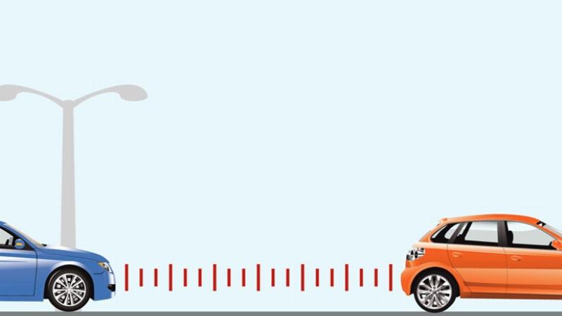 Hình ảnh minh họa các cảm biến radar và camera của hệ thống kiểm soát hành trình thích ứng (ACC) trên ô tô hiện đại