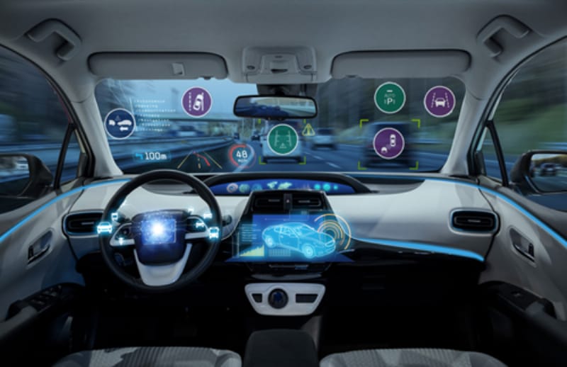 Minh họa các hệ thống ADAS kết hợp như ACC và LKA trên màn hình xe, thể hiện công nghệ hỗ trợ người lái