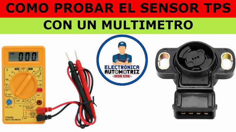 Multímetro probando sensor TPS automotriz