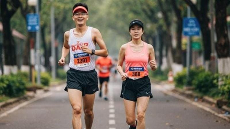 Người chạy bộ đang tham khảo ý kiến của huấn luyện viên thể thao về kế hoạch tập luyện 100km